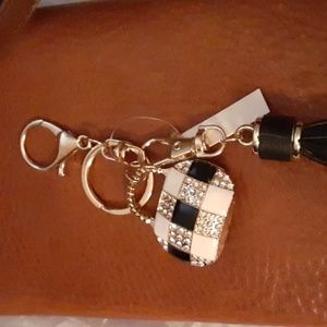 Purse Charm. Black/ white and gold.